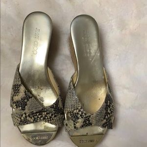 Jimmy chop snakeskin wedges
